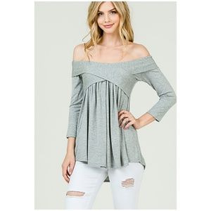 Off shoulder criss cross top